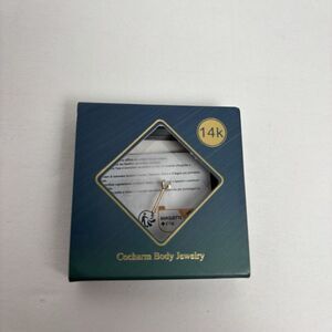 SOLID REAL 14K YELLOW GOLD 20G CZ 2MM CLEAR CZ NOSE STUD BONE DIMPLE Cochrarm